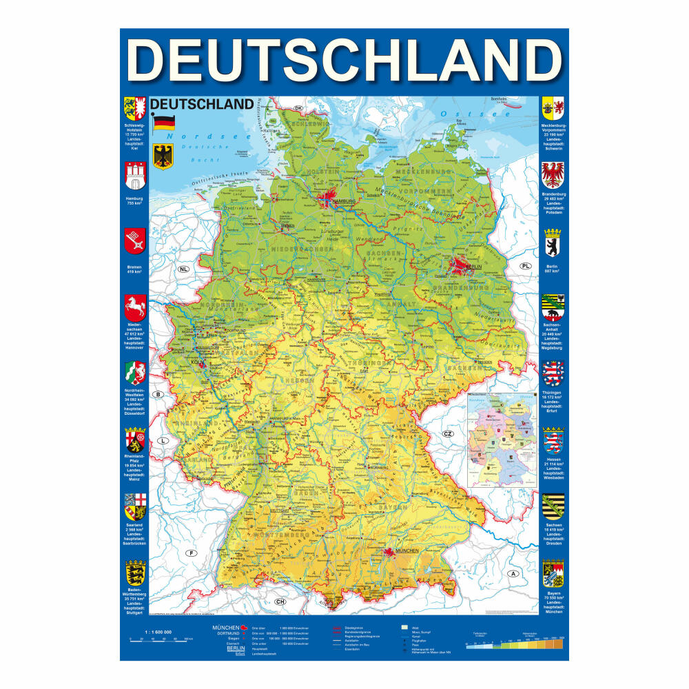 Schmidt Spiele Landkarte Deutschlandkarte, Kartenpuzzle, 1000 Teile, Puzzle, Puzzlespiel, 58287