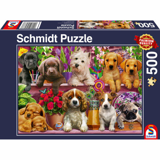 Schmidt Spiele Hunde im Regal, Standard Puzzle, Erwachsenenpuzzle, 500 Teile, 58973