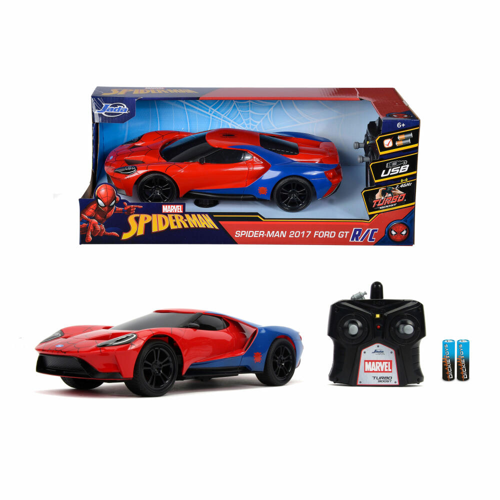 Jada Marvel Spider-Man RC 2017 Ford GT 1:16, Ferngesteuertes Auto, Modellauto, Spielzeug, 253226002