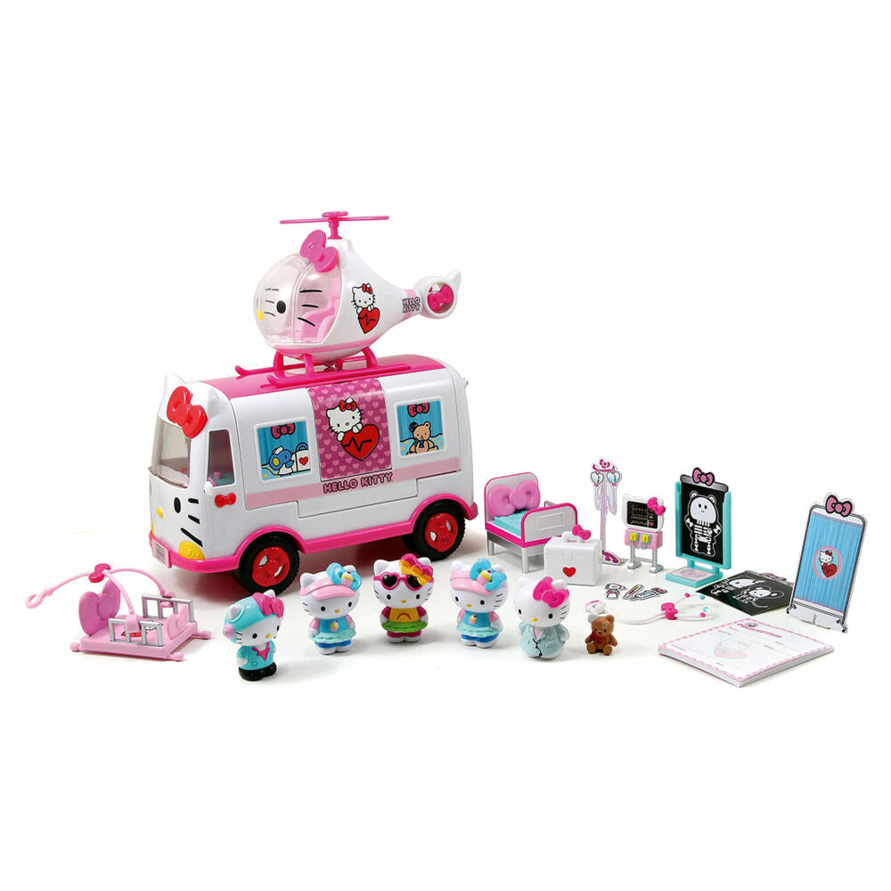 Dickie Toys Hello Kitty Emergency Ambulance, mobile Notaufnahme, Rettungsset, Spielzeug, Fahrzeug, Figuren, 253246001
