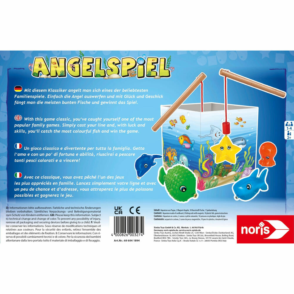 Noris Angelspiel, Kinderspiel, Angel Spiel, Magnetspiel, Magnetische Angeln, ab 2 Jahren, 606041894