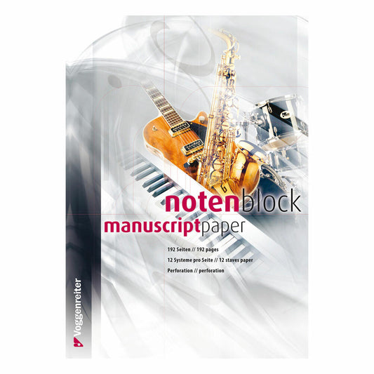 Voggenreiter Notenblock, Noten Block, Manuscript, Buch, mit Standard-Lineatur, 192 Seiten, 280