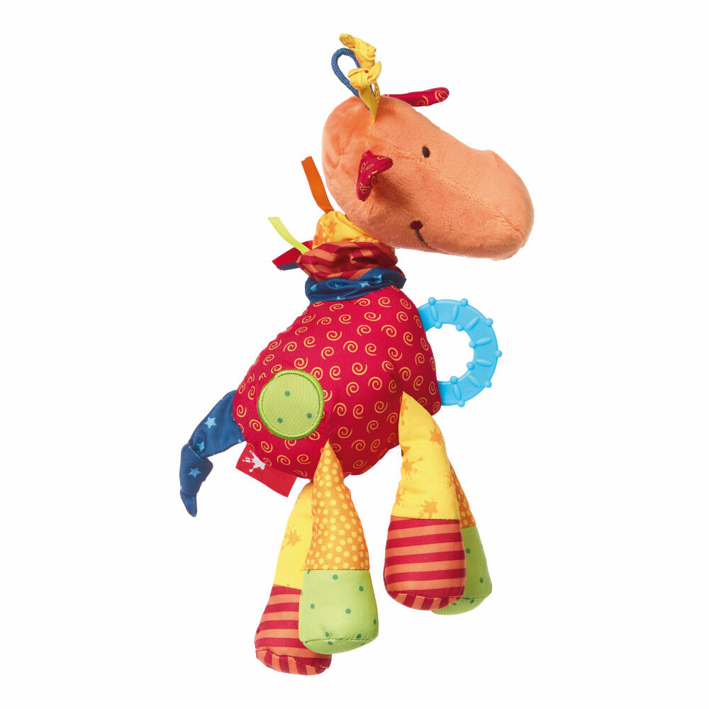 sigikid PlayQ Anhänger Giraffe, Greifling, Beißring, Rassel, Babyspielzeug, Baby Spielzeug, Baumwolle / Microfaser-Plüsch, H 24 cm, 40103