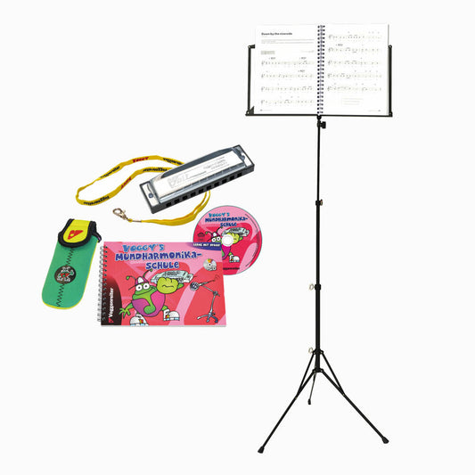 Voggenreiter Mundharmonika Set, 4-tlg., Notenständer NS-100, Musik Instrument, Notenpult