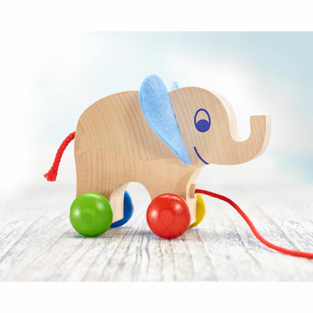 Selecta Spielzeug Yambo Nachzieh Elefant, Schiebespielzeug, Kleinkindspiel, Kleinkindspielzeug, Holz, 13 cm, 62000