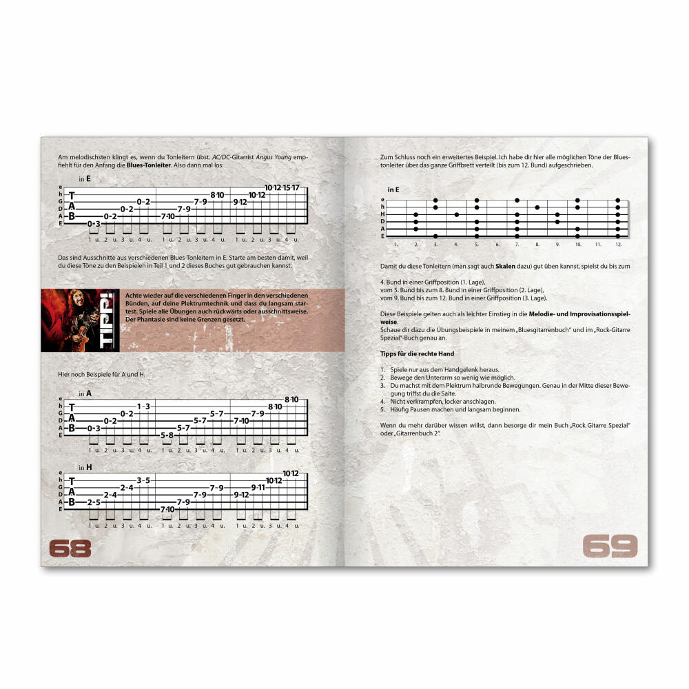 Voggenreiter Gitarren Set, 4-tlg., Peter Burschs Rock Gitarre, Gitarrenständer GS-100, Gitarren Buch