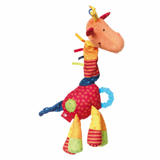 sigikid PlayQ Anhänger Giraffe, Greifling, Beißring, Rassel, Babyspielzeug, Baby Spielzeug, Baumwolle / Microfaser-Plüsch, H 24 cm, 40103