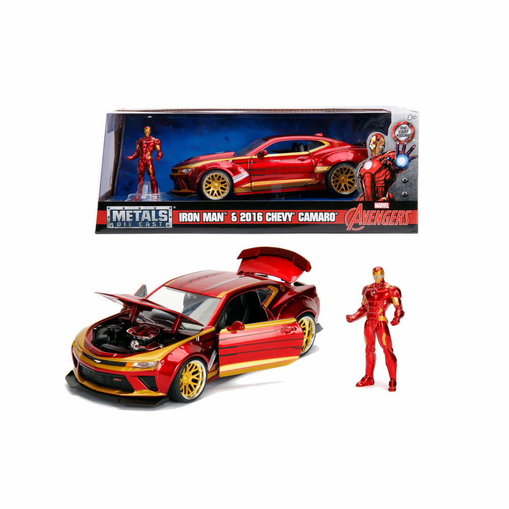 Jada Marvel Iron Man 2016 Chevy Camaro SS, Modellauto, Modell Auto, Modellfahrzeug, Maßstab 1:24, 253225003