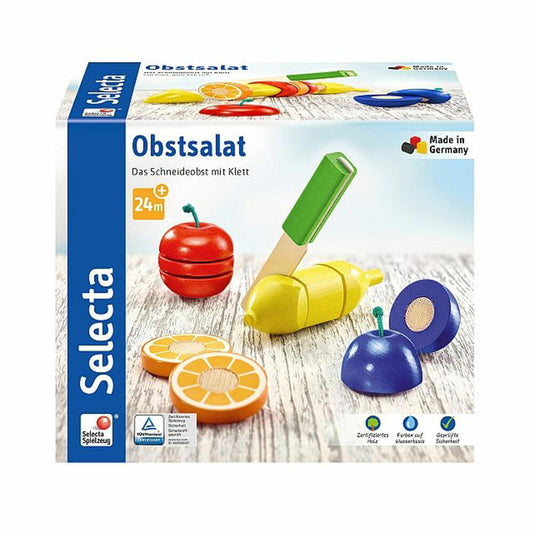 Selecta Spielzeug Obstsalat, 11-tlg., für Kinderküche, Lebensmittel, Obst Schneiden, Holz, 62070