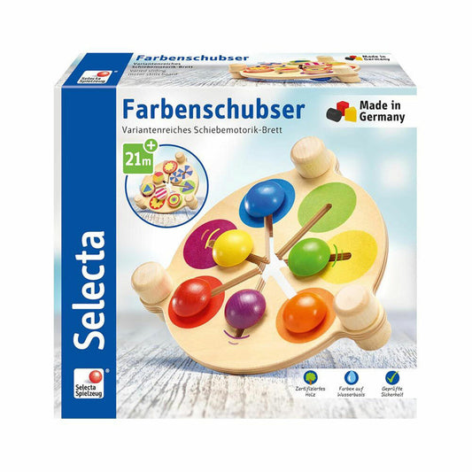 Selecta Spielzeug Farbenschubser, Motorik, Kleinkindspiel, Kleinkindspielzeug, Holz, 19 cm, 62013