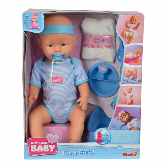 Simba New Born Baby Junge, Babypuppe, Puppe, Spielzeug, Kunststoff, 38.5 cm, 105030044