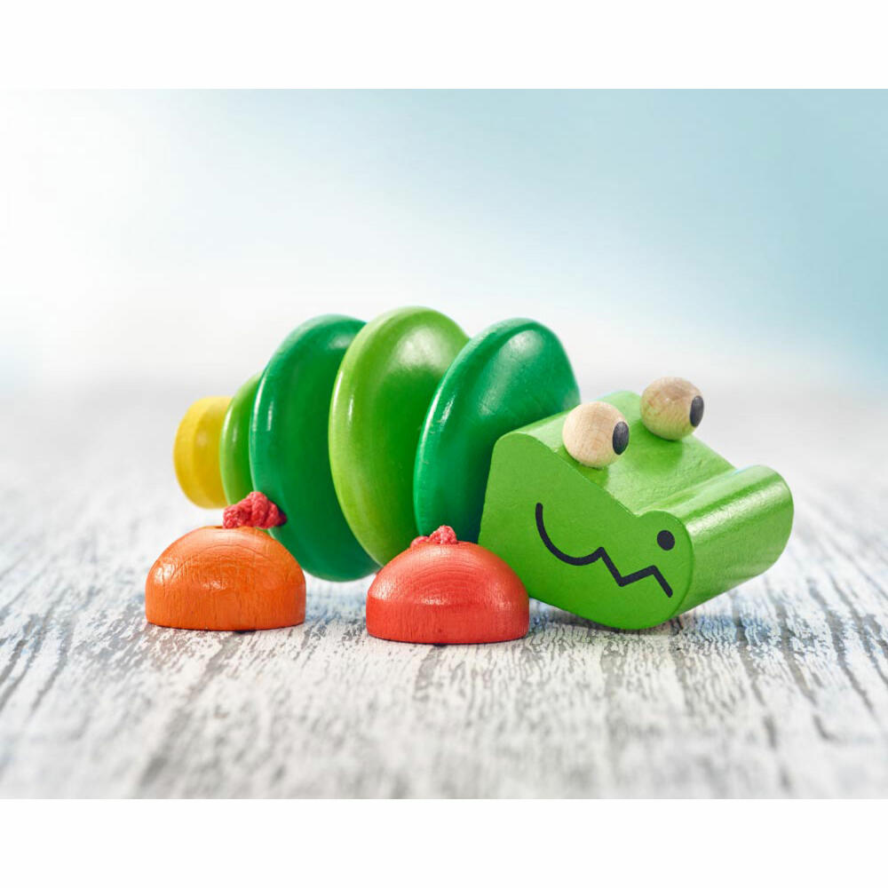 Selecta Spielzeug Klapper-Kroko, Spiel Figur, Babyspiel, Babyspielzeug, Holz, 10 cm, 61044