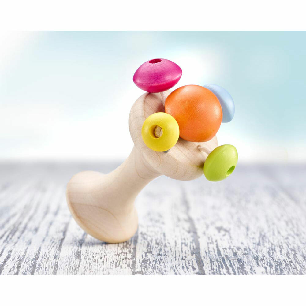 Selecta Spielzeug Carello Stielgreifling, Greifling, Babyspiel, Babyspielzeug, Holz, Orange, 12 cm, 61061