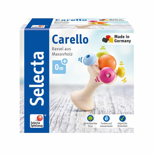 Selecta Spielzeug Carello Stielgreifling, Greifling, Babyspiel, Babyspielzeug, Holz, Orange, 12 cm, 61061