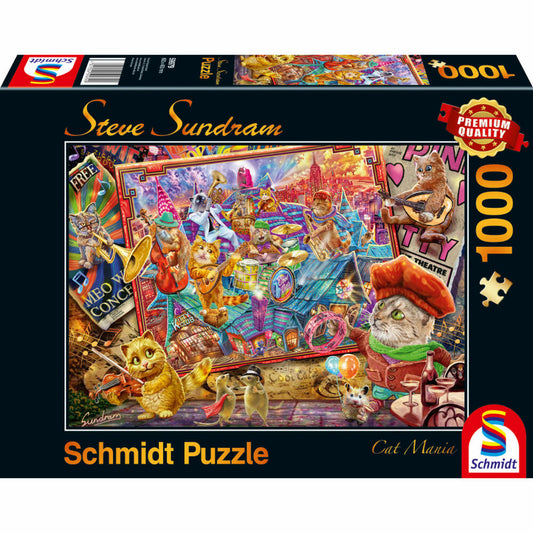 Schmidt Spiele Katzenmanie, Steve Sundram Cat Mania, Puzzle, Erwachsenenpuzzle, 1000 Teile, 59979