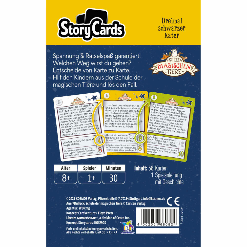 KOSMOS Story Cards - Die Schule der magischen Tiere - Dreimal schwarzer Kater, Kartenspiel, Kinderspiel, Karten Spiel, 680824