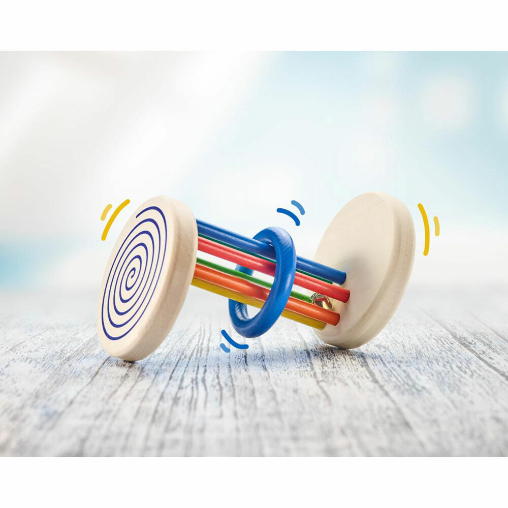 Selecta Spielzeug Rolldi, Rollspielzeug mit Sprialeffekt, Babyspiel, Babyspielzeug, Spiel, Holz, 15 cm, 61001