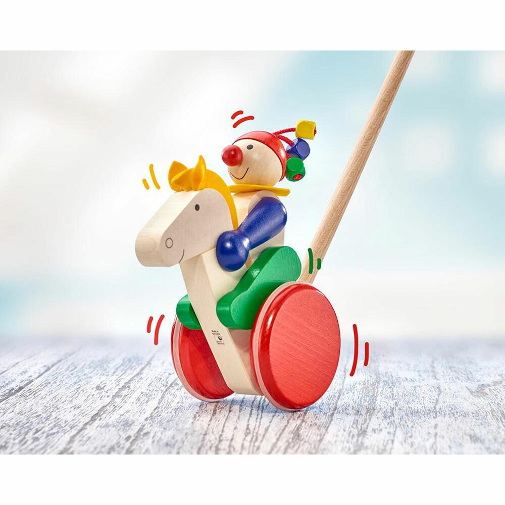 Selecta Spielzeug Trotto Schiebefigur, Schiebe Figur, Kleinkindspiel, Kleinkindspielzeug, Holz, 17 cm, 62029