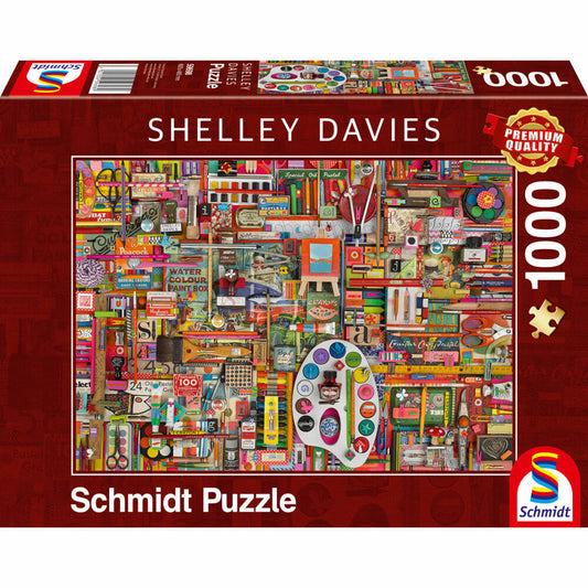 Schmidt Spiele Vintage Künstlermaterialen , Shelley Davies, Puzzle, Erwachsenenpuzzle, 1000 Teile, 59698