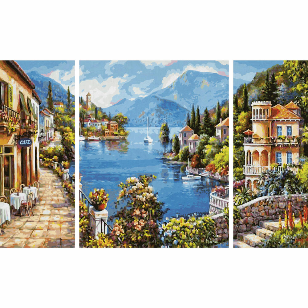 Schipper Malen nach Zahlen Lago Romantico, Meisterklasse Triptychon, Malvorlage, Wandbild, 50 x 80 cm, 609260818