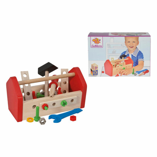 Eichhorn Werkzeugbox, 30-tlg., Werkzeugkasten, Werkzeugkoffer, Holz Werkzeug, Kinder Spielzeug, Holz, 100028103