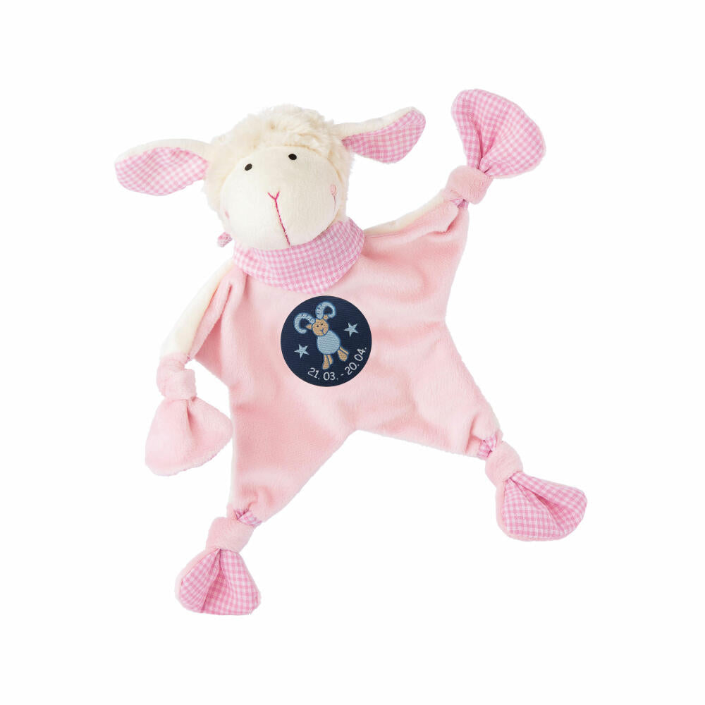 sigikid Schnuffeltuch Widder, Schmusetuch, Kuscheltuch, Babytuch, Schnuffel Tuch, Babyspielzeug, Baby Spielzeug, Sternzeichen, Microfaser-Plüsch, Rosa, 48816