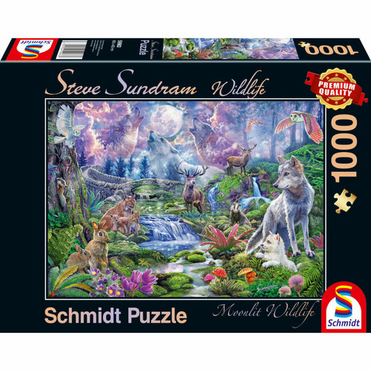 Schmidt Spiele Wildtiere im Mondschein, Steve Sundram Wildlife, Puzzle, Erwachsenenpuzzle, 1000 Teile, 59963