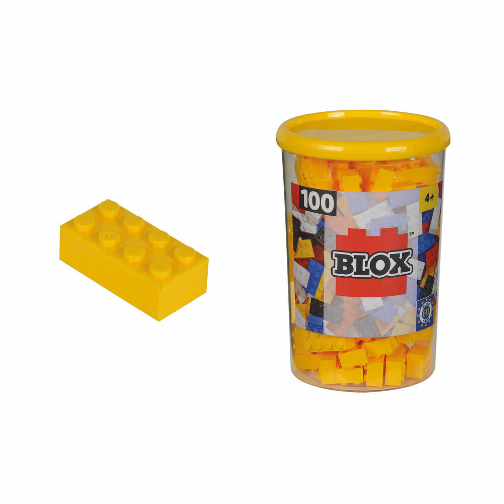 Simba Blox 100 Gelbe 8er Steine in Dose, Bausteine, Bauklötze, Kinder Spielzeug, 100 Stück, 104118898