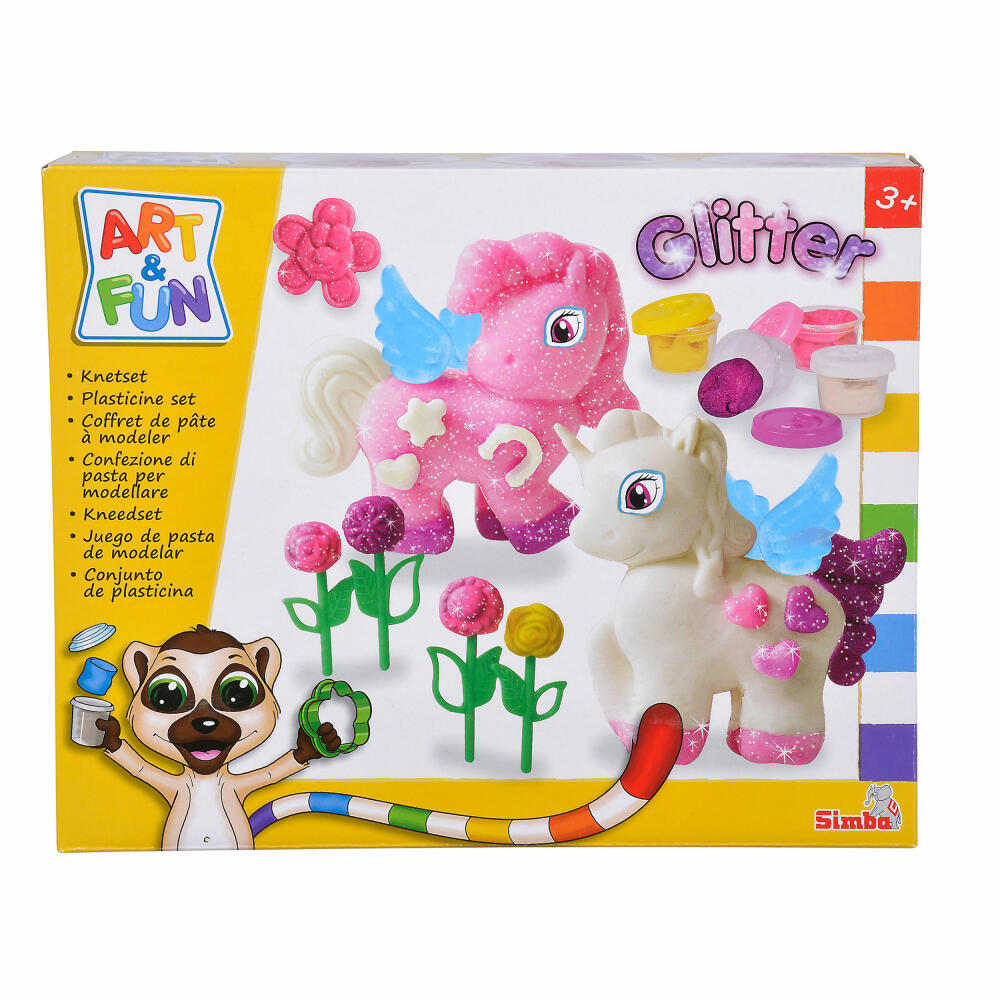Simba Art & Fun Knetset Einhorn, Knetset, Knete, Glitzerknete, Kneten, Kinderspielzeug, Kinder Spielzeug, 106326016