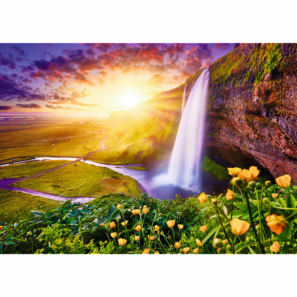 Trefl Puzzle UFT Romantic Sunset: Wasserfall auf Island, 1000 Teile, 68.3 x 48 cm, 10756