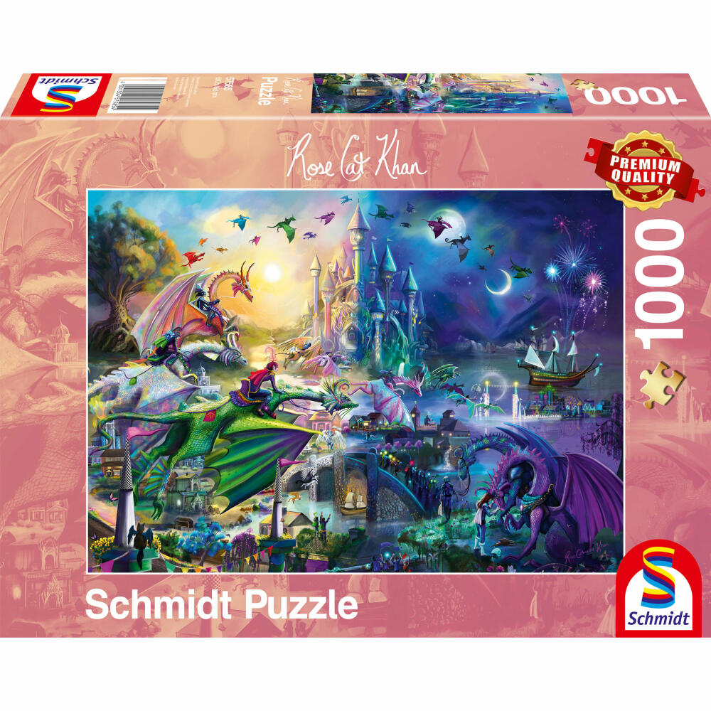 Schmidt Spiele Nächtlicher Drachen-Wettstreit, Rose Cat Khan, Erwachsenenpuzzle, Puzzle, ab 12 Jahre, 1000 Teile, 57585