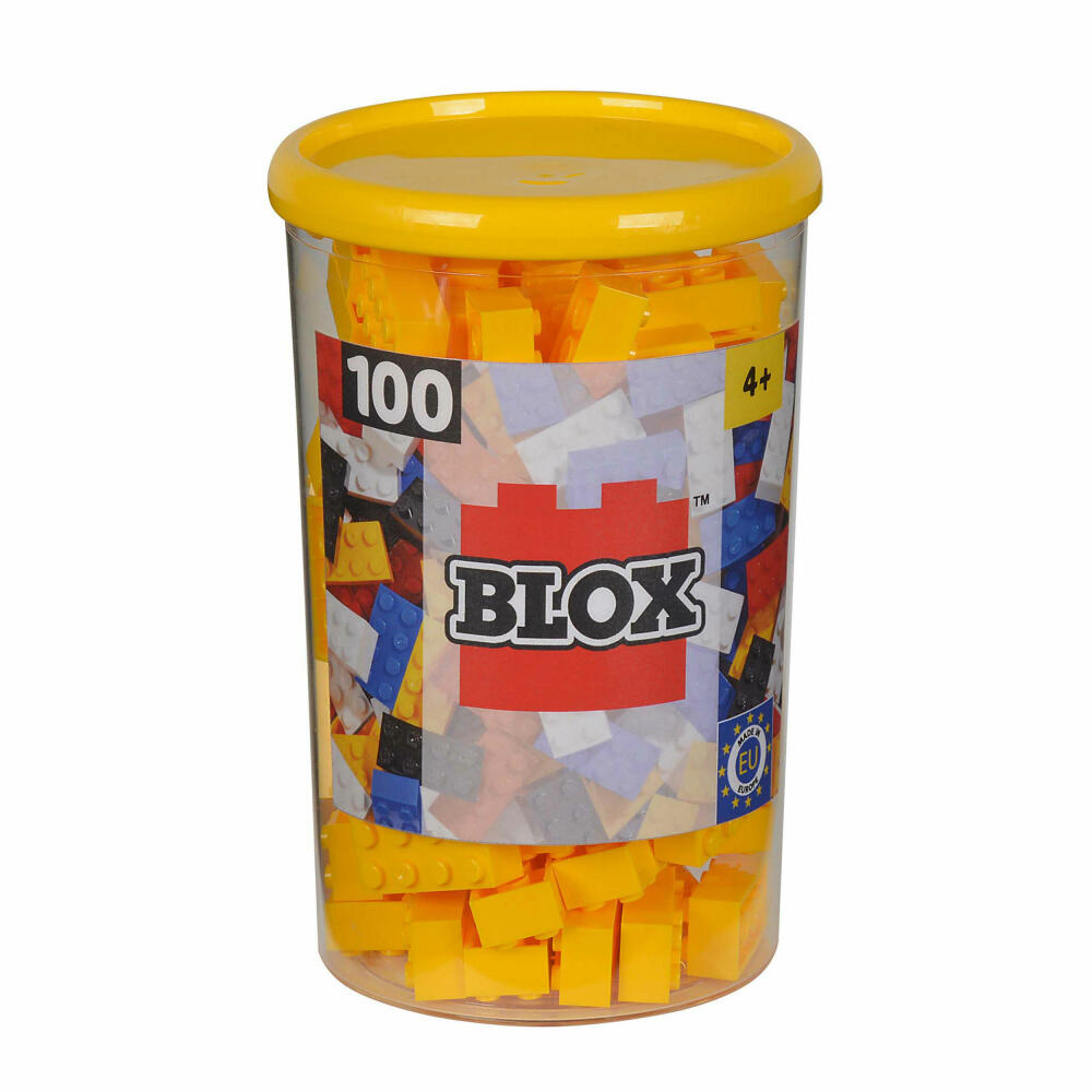 Simba Blox 100 Gelbe 8er Steine in Dose, Bausteine, Bauklötze, Kinder Spielzeug, 100 Stück, 104118898