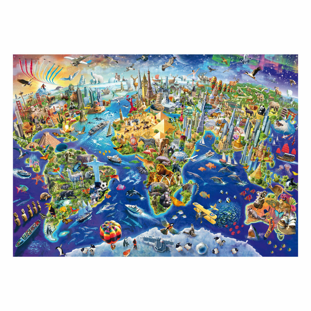 Schmidt Spiele Weltkarte Entdecke unsere Welt, Kartenpuzzle, 1000 Teile, Puzzle, Puzzlespiel, 58288