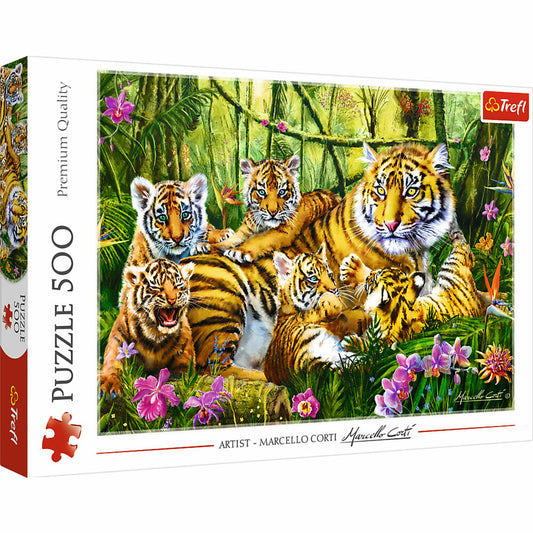 Trefl Puzzle Tiger Familie, Raubkatzen, 500 Teile, 48 x 34 cm, 37350