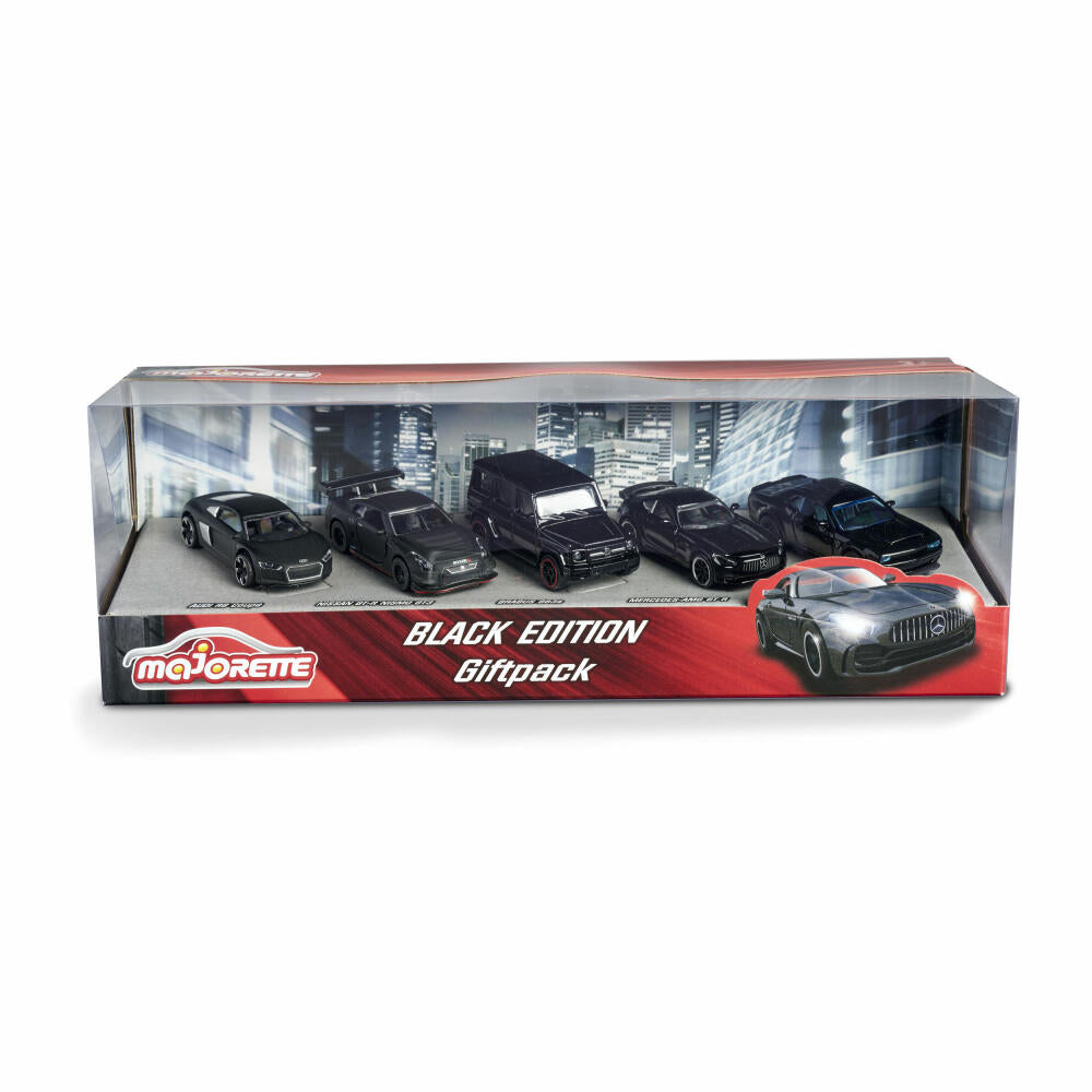 Majorette Black Edition Geschenkset, 5er Set, Spielzeugauto, Spielzeug Auto, Dodge, Audi, Brabus, Schwarz, 212053174