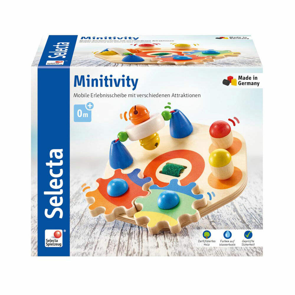 Selecta Spielzeug Minitivity Motorikspielzeug, Motorik, Kleinkindspiel, Kleinkindspielzeug, Holz, 14 cm, 62036