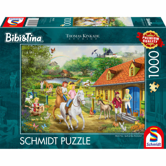 Schmidt Spiele Puzzle Bibi & Tina Spaß auf dem Martinshof, Thomas Kinkade, Erwachsenenpuzzle, 1000 Teile, 58425