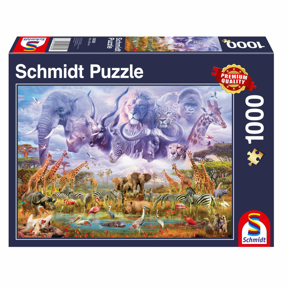 Schmidt Spiele Tiere An Der Wasserstelle, 1000 Teile, Erwachsenenpuzzle, Puzzle, Steckpuzzle, 58356