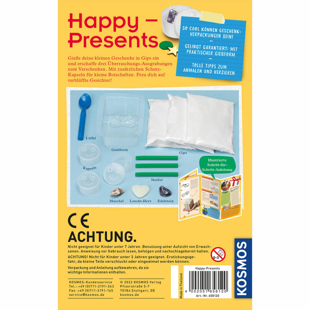 KOSMOS Happy Presents, Experimentierkasten, Kreativset, Gips, Geschenke, ab 7 Jahren, 658120
