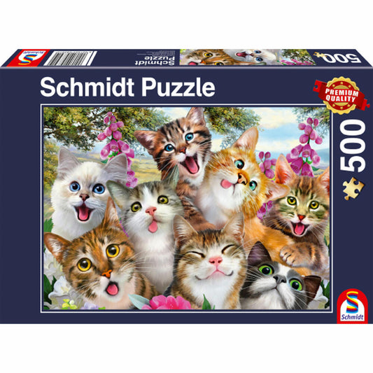 Schmidt Spiele Puzzle Katzen-Selfie, Erwachsenenpuzzle, Standard, 500 Teile, 58391