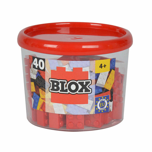 Simba Blox 40 Rote 8er Steine in Dose, Bausteine, Bauklötze, Kinder Spielzeug, 40 Stück, 104118875