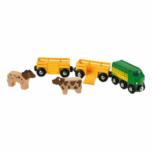 BRIO Bauernhof-Zug, 5-tlg., Zubehör für die Holzeisenbahn, Eisenbahn, Holzspielzeug, Holz Spielzeug, 33404