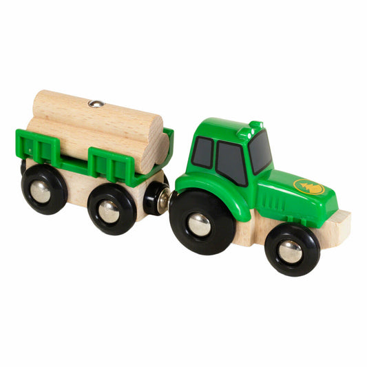 BRIO Traktor mit Holz-Anhänger, 4-tlg., Zubehör, Zubehör für die Holzeisenbahn, Eisenbahn, Holzspielzeug, Holz Spielzeug, 33799