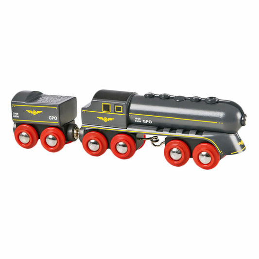 BRIO Schwarzer Kugelblitz mit Kohlentender, 2-tlg., Zubehör für die Holzeisenbahn, Eisenbahn, Holzspielzeug, Holz Spielzeug, 33697
