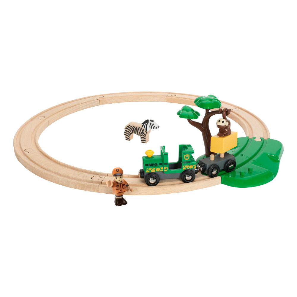 BRIO Safari Bahn Set, 17-tlg., Zubehör für die Holzeisenbahn, Holzspielzeug, Holz Spielzeug, Holzbahn, 33720