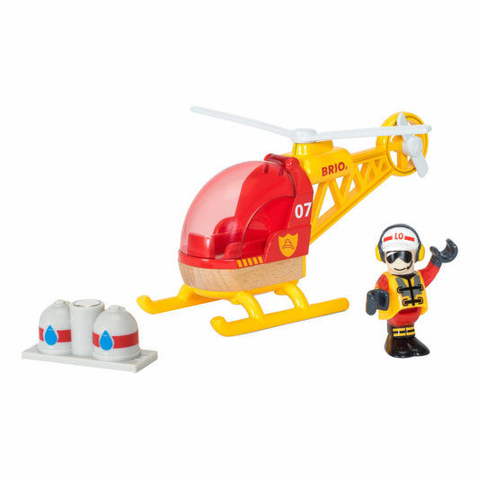 BRIO Feuerwehr-Hubschrauber, 3-tlg., Zubehör, Zubehör für die Holzeisenbahn, Eisenbahn, Holzspielzeug, Holz Spielzeug, 33797