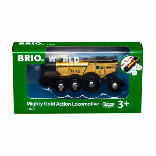 BRIO Goldene Batterielok mit Licht und Sound, Batterie Lok, Eisenbahn, Zug, Spielzeug, Kinder, 33630
