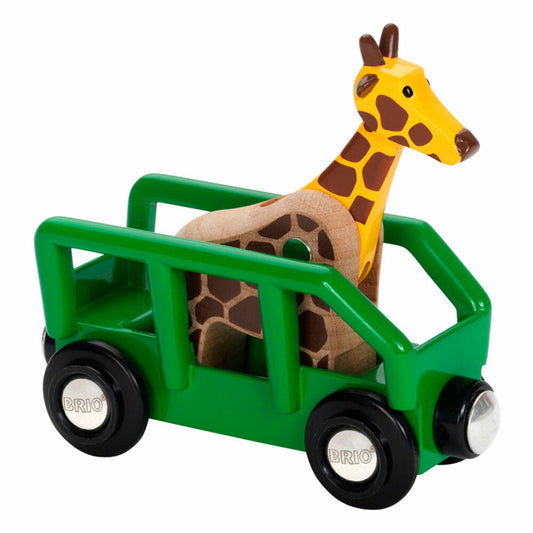 BRIO Giraffenwagen, 2-tlg., Safari, Zubehör für die Holzeisenbahn, Eisenbahn, Holzspielzeug, Holz Spielzeug, 33724