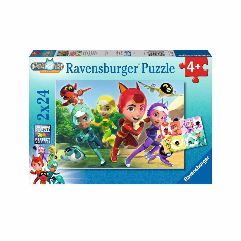 Ravensburger Petronix Die Tierschützer, 2 x 24 Teile, Kinderpuzzle, Kinder Puzzle, ab 4 Jahren, 05726