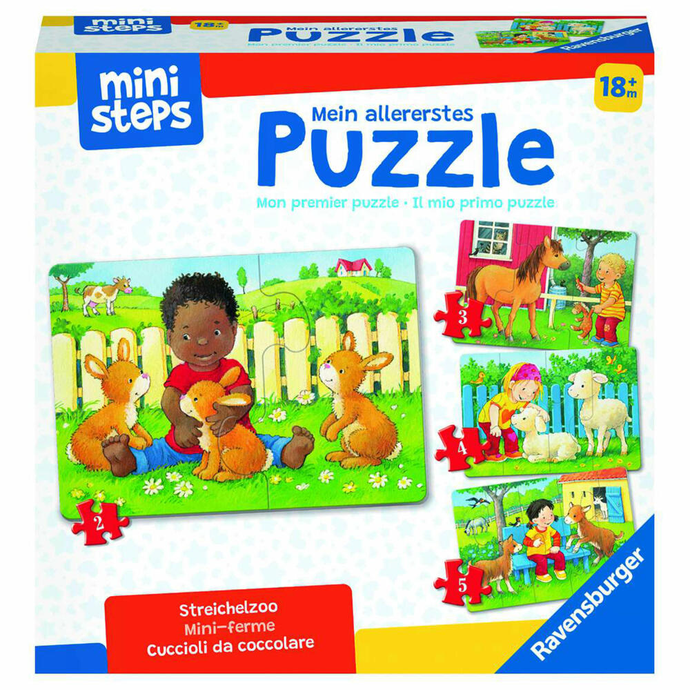 Ravensburger ministeps Mein Allererstes Puzzle: Streichelzoo, Kinderpuzzle, Spielzeug, Kleinkind, ab 18 Monaten, 04169